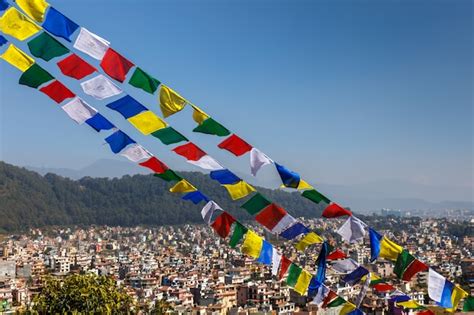 Premium Photo | Buddhist prayer flags against the backdrop of the ...