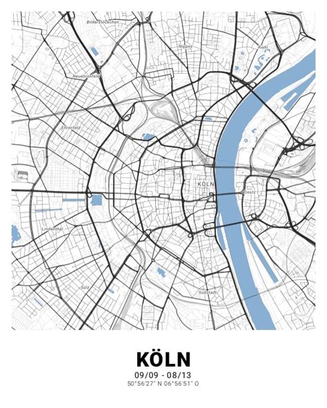 Meine Karte von Köln. Erstellt auf cartida.com | Druck auf leinwand ...