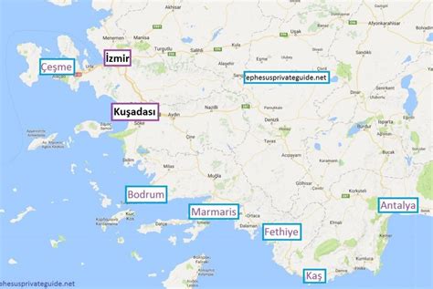 Map of Turkey holiday resorts - Map of Turkey holiday resorts side ...