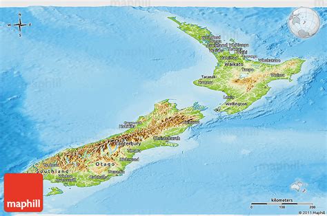 Physical Panoramic Map of New Zealand