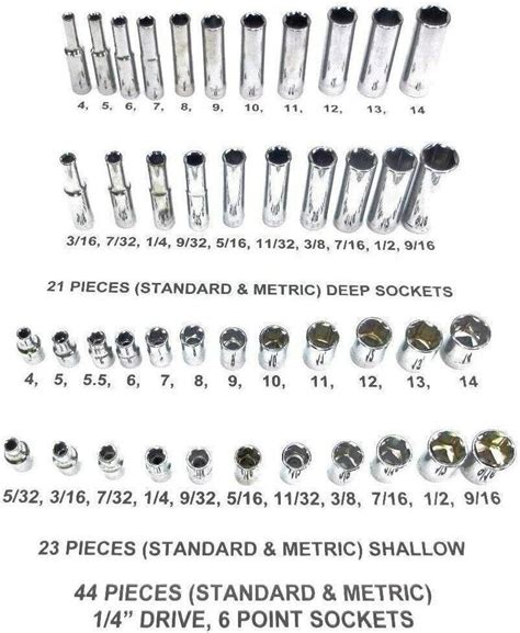 NEW CRAFTSMAN 44 pc SAE STANDARD+METRIC MM 1/4" DRIVE 6 POINT SOCKET ...