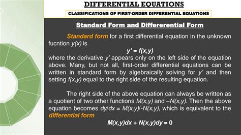 SOLUTION: Classifications of first order differential equations - Studypool