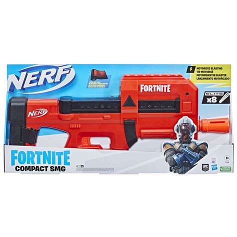 NERF Fortnite Compact SMG Motorized Blaster, Ultra Red Wrap Design, 8 ...