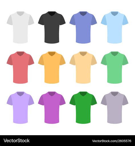 Plain t-shirt color template set in flat design Vector Image