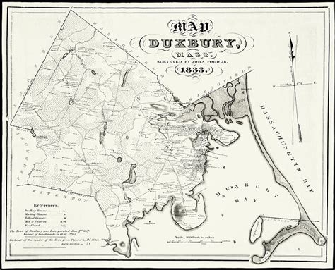 Duxbury Massachusetts Historical Map 1833 Photograph by Carol Japp