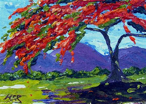 Royal Poinciana Palette Oil Painting Painting by Maria Soto Robbins