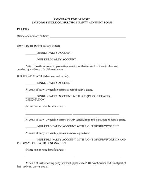 UNIFORM SINGLE PARTY or MULTIPLE PARTY ACCOUNT FORM - Fill Out and Sign ...