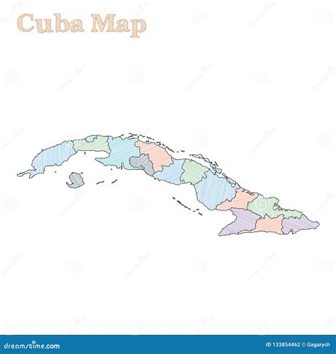 Cuba hand-drawn map. stock vector. Illustration of hand - 133854462