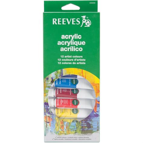 Reeves Acrylic Paint Set Of 12 Tubes - Kids Creativity from Crafty Arts UK