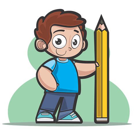 Kid With Pencil Clipart