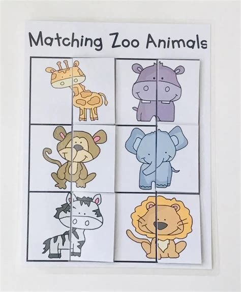 Matching Wild Animals Puzzle Learning Game-Educational | Etsy ...