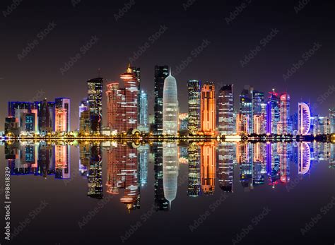 Doha skyline at night, Qatar. Stock Photo | Adobe Stock