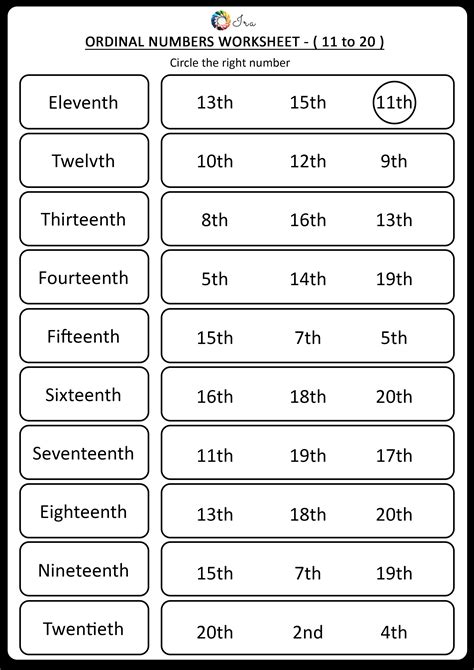 Grade 1 Ordinal Numbers Worksheet 1 10 - Thekidsworksheet