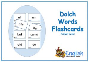 Dolch Words English Flashcards Pre-primer – English Treasure Trove