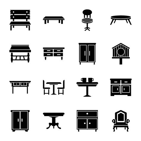 Wooden Furniture Flat Vector Icons 25461006 Vector Art at Vecteezy