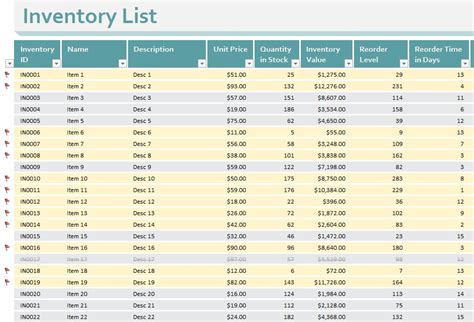 Inventory Template | Inventory List Template » Template Haven