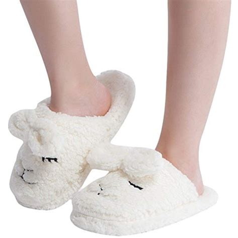 Womens Fuzzy Animal Slippers Ladies Cute Bedroom Indoor Winter Slippers ...