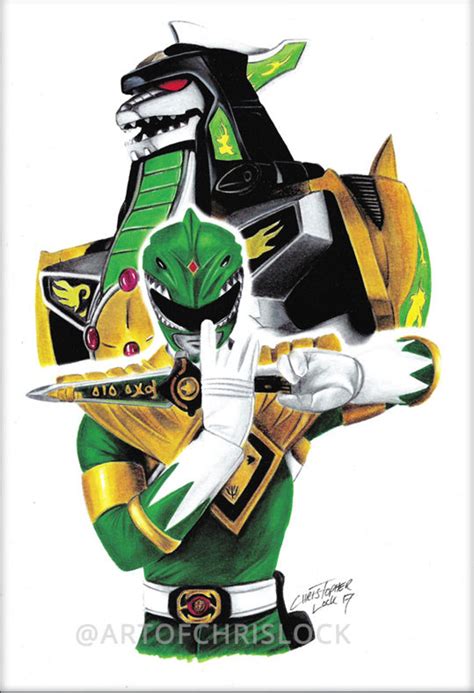 A4 Green Ranger & Dragonzord Drawing Print | Etsy