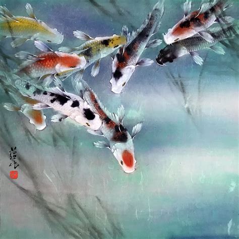 Koi / Fish 鯉魚 By James Tan Chinese Brush Painting 嶺南派畫家 陳蘊化 ...