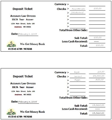 Free Printable Deposit Slip Templates and Examples for Bank (Excel ...