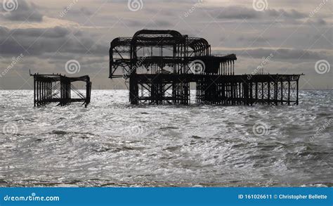 The Ruins of West Pier at Brighton Beach Stock Image - Image of england ...