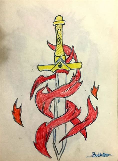 How To Draw A Sword On Fire