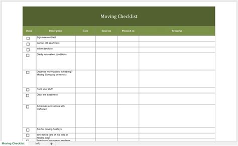 Free Moving Checklist