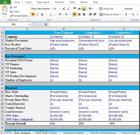 Competitive Analysis Template Excel | Free Sample, Example & Format ...