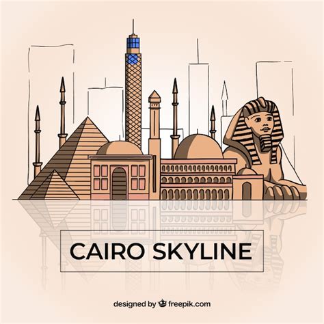 Free Vector | Colorful hand drawn cairo skyline