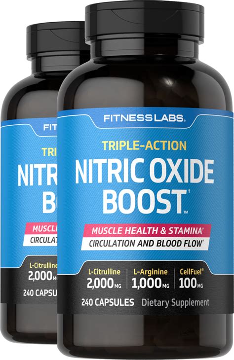 Nitric Oxide Boost, 240 Capsules x 2 Bottles | PipingRock Health Products