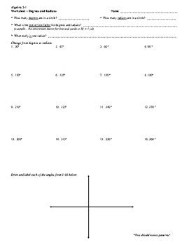 Degrees and Radians Worksheet by Math is Timeless | TPT