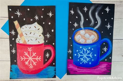 Chalk Pastel Hot Chocolate Art Project - Projects with Kids