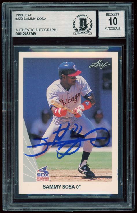 Sammy Sosa Signed 1990 Leaf #220 RC (BGS Encapsulated) (Autograph ...