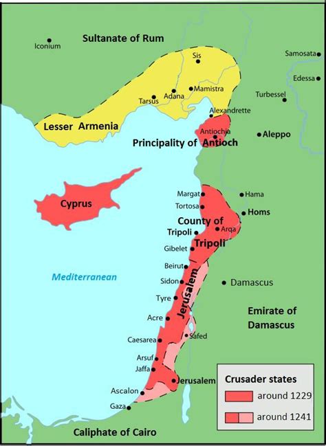 Map of the crusades Holy land - Map of the Holy land during the ...