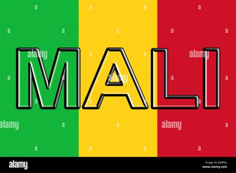 Illustration of the national flag of Mali with the country written on ...