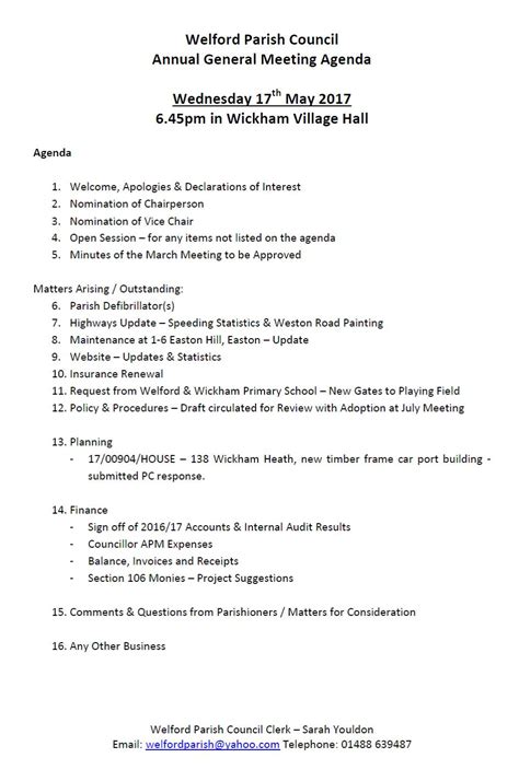 Annual General Meeting Agenda 17th May - Welford Parish Council