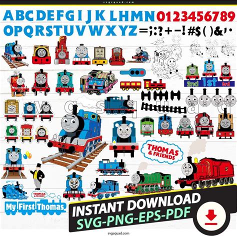 Thomas The Train SVG PNG, PDF, Eps, Cartoon Train Font, Cricut