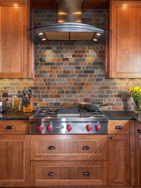 Rusty brown slate backsplash mosaic tile #kitcheninterior # ...