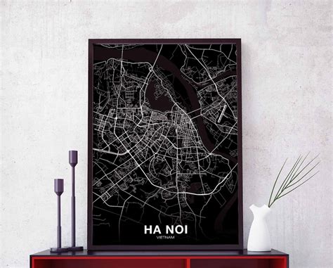 HA NOI HANOI Vietnam Map Poster Hometown City Print Modern - Etsy