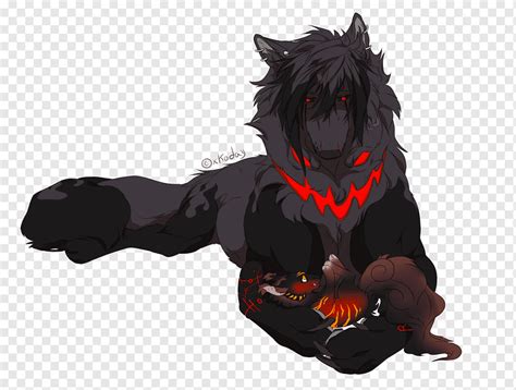 Gray wolf Drawing Demon Anime, black shading, mammal, carnivoran, dog ...