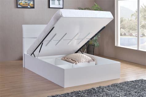 White High Gloss Double Bed - Homegenies