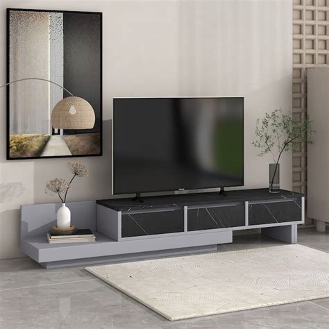 ModernLuxe Modern/Contemporary Gray Tv Stand Integrated Tv Mount ...