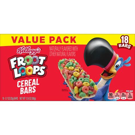 Kellogg's Froot Loops Breakfast Cereal Bars, Fruit Flavored, Fruit ...