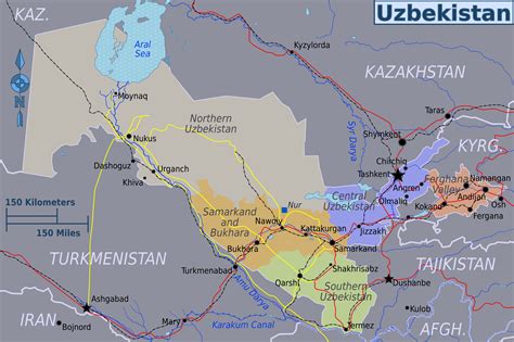 Grande mapa de regiones de Uzbekistán | Uzbekistán | Asia | Mapas del Mundo