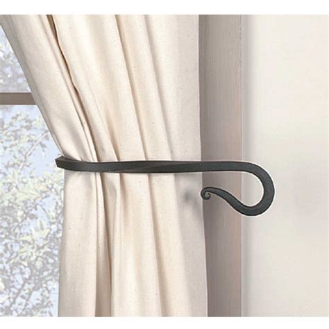 Wrought Iron Curtain Tiebacks | Twisted Hook | Pair