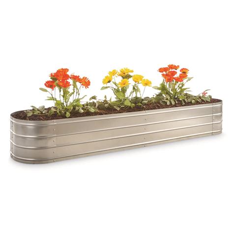 CASTLECREEK Large Oval Galvanized Steel Planter Box - 709180, Yard ...