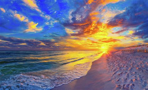 Colorful Swirling Yellow Orange Sunset Beach Photograph by Eszra Tanner ...