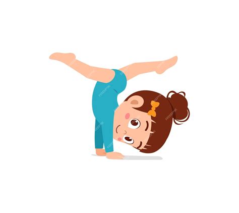 Premium Vector | Little gymnast kid do exercise on the floor