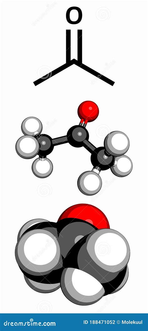 Acetone Solvent Molecule, Molecular Model Stock Illustration ...