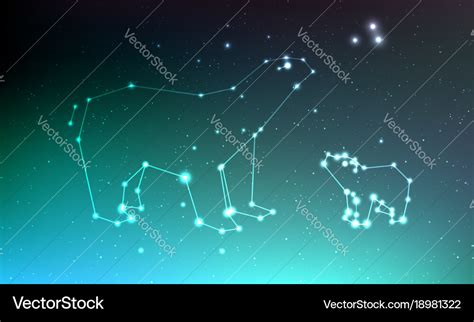 Ursa major and minor constellation in night Vector Image